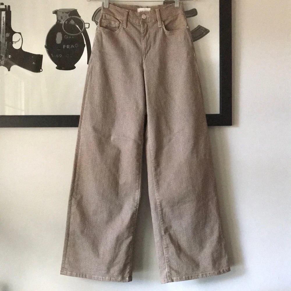 Frame Denim Brown Houndstooth Flare Jeans - Picture 2 of 16